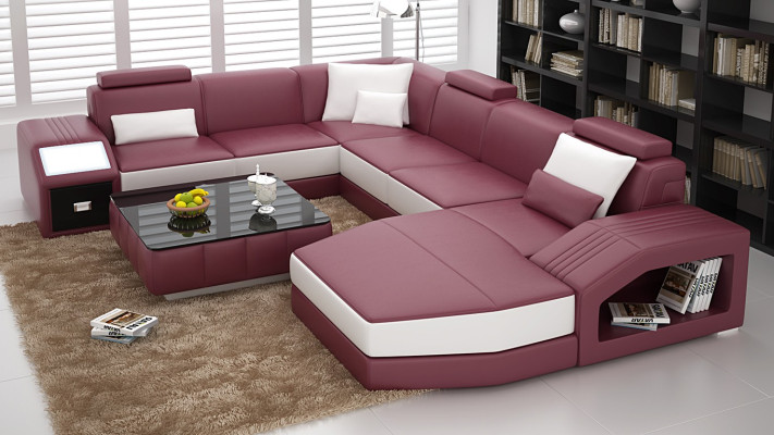 Design Bank Luxe Banken Leren Bank Zit Hoekstuk Bekleding Hoek Bank Rood