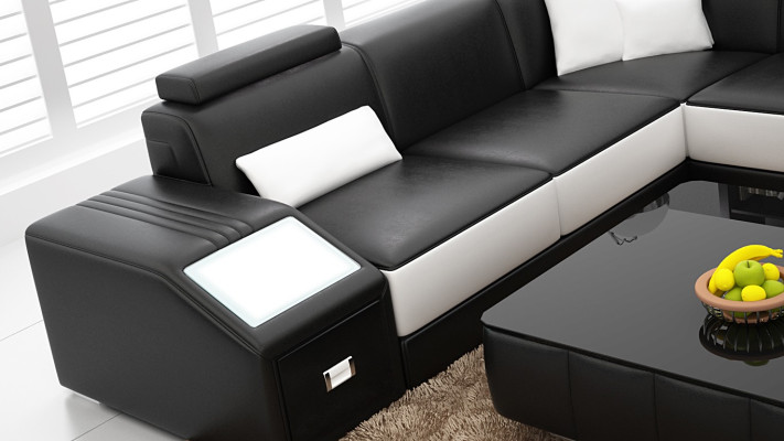 Design Bank Luxe Banken Leren Bank Zit Hoekstuk Bekleding Hoek Bank Rood