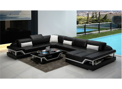 Designer Bank Bank Hoekbank met voetenbankje Bekleding set Woonlandschap U-vorm