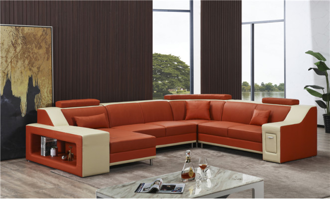 Hoekbank Bank Woonlandschap U-vorm Beklede Bank Leren Bank Sofa's Leren Banken Nieuw