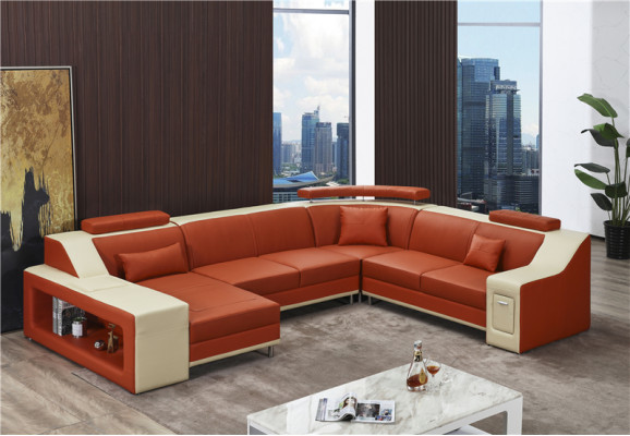 Hoekbank Bank Woonlandschap U-vorm Beklede Bank Leren Bank Sofa's Leren Banken Nieuw