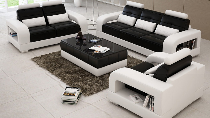 Ledersofa bankstellen zitkussen bank stof bankstel 3+2+1 leer stof