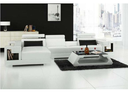 Luxe leren bank hoekbank gestoffeerde hoekbank + salontafel 2-delige set bank