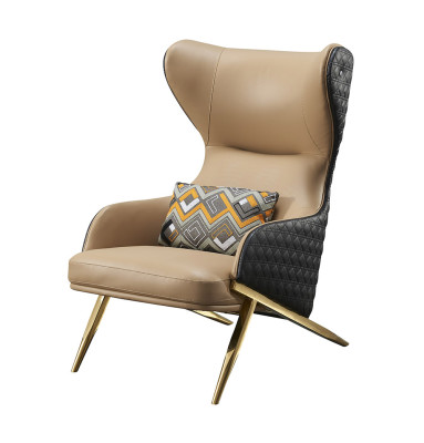 Fauteuil Relax Leder Lounge Club Bekleding Design Bank Bank Zitter Luxe Beige Nieuw