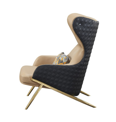 Fauteuil Relax Leder Lounge Club Bekleding Design Bank Bank Zitter Luxe Beige Nieuw