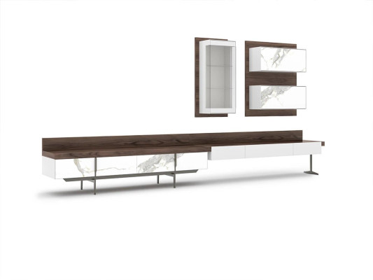 Woonwand tv-standaard dressoir wandkast modern woonkamer hangende vitrine hout