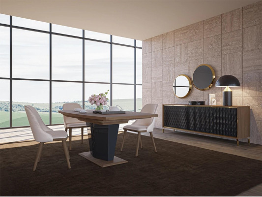 Eettafel Eetkamerset 8-delig Eetgroep Modern Dressoir Set nieuw 4 stoelen