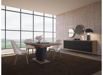 Eettafel Eetkamerset 8-delig Eetgroep Modern Dressoir Set nieuw 4 stoelen