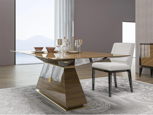 Luxe Groep Textiel Bekleding 4x Stoelen Houten Eettafel Eetkamer Ontwerp Set