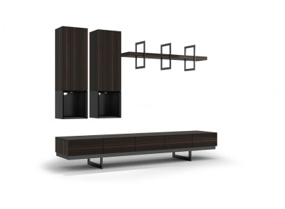Woonkamerset TV-standaard 2x wandkast design inrichting modern wandrek