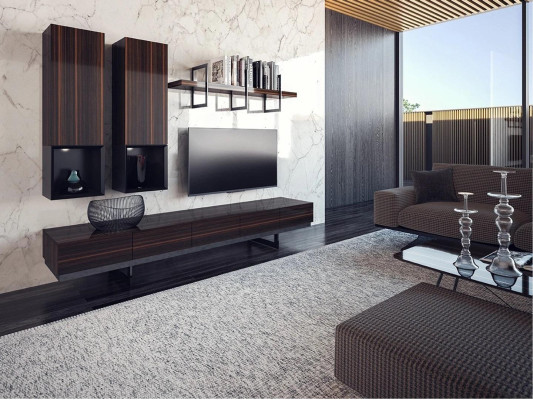 Woonkamerset TV-standaard 2x wandkast design inrichting modern wandrek