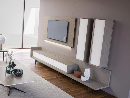 Woonwand TV-standaard TV-frame Inrichting 2x muurkast Design Modern Meubilair