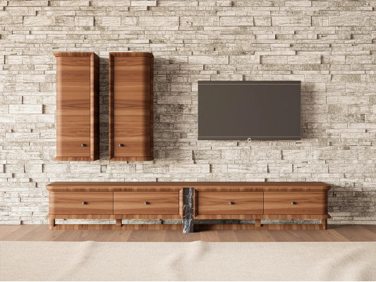 Volledige woonwand woonkamer tv-standaard 2x wandkast houten meubels