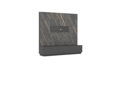 Moderne grijze luxe woonwand van houten meubels, designer woonkamermeubilair inrichting.