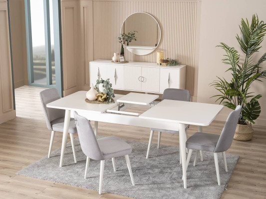 Eettafel Eettafel Tafel Wit Eetkamer Hout Uitschuifbaar Modern