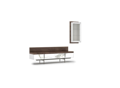 Woonkamer set 2-dlg TV-standaard Compleet Hangende vitrine Luxe Modern Design