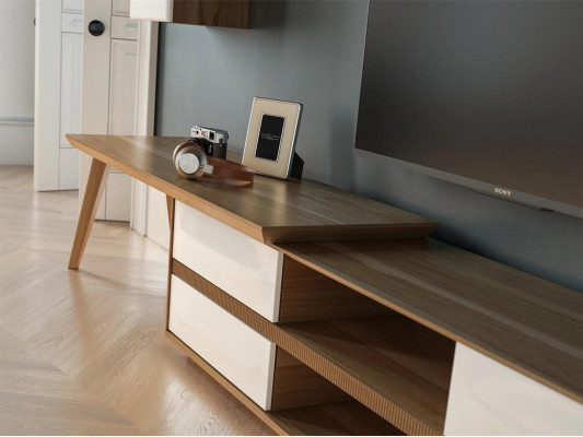 Wandmeubel set 5-delig houten meubilair TV-standaard + salontafel Modern 2x wandplanken