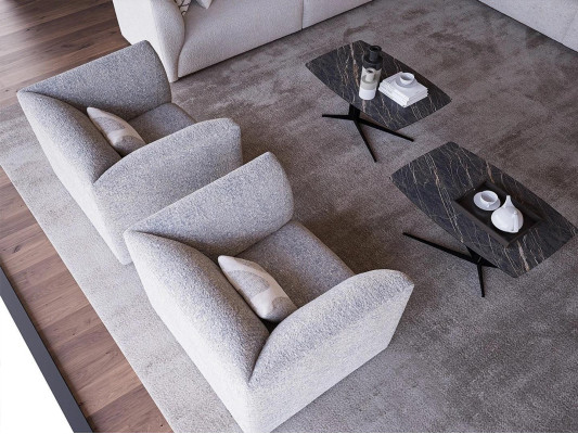 Woonkamer gestoffeerde meubels fauteuil luxe gestoffeerde zitting modern ontwerp inrichting