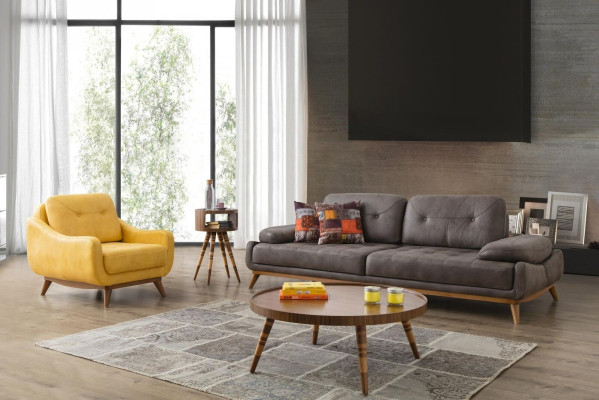 Stijlvolle woonkamerontwerpset Driesitzer Moderne fauteuil 2-delig.