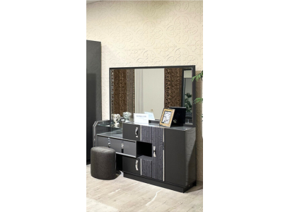 Grijze make-uptafel met spiegel Moderne inrichting Nieuwe ontwerper Slaapkamer meubels