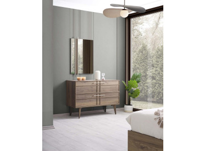 Ladenkast met spiegel Slaapkamer console Hout Bruin Set 2-delig Modern
