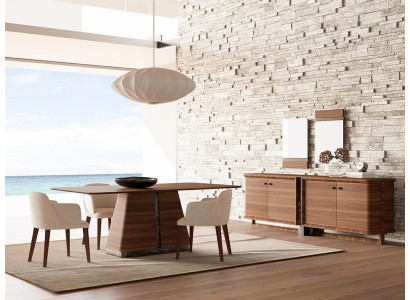 Moderne eetkamer eettafel 4x stoelen eetkamerset dressoir luxe meubels 2x spiegels