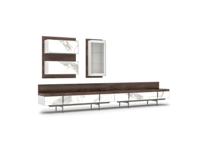 Moderne luxe wandmeubel met 2 tv-standaards, compleet wandmeubel hangvitrine nieuw