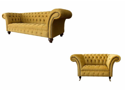 Chesterfield bankstel 2+1 zitter design gestoffeerd modern garnituur.
