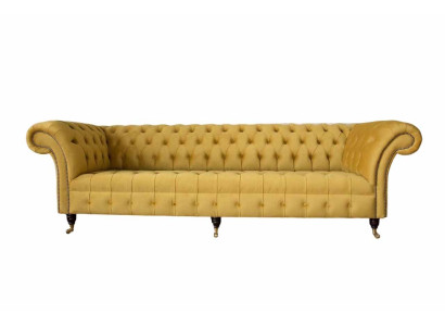 Eleganz Design Bank 4-Zitsbank Gestoffeerde Luxe Textiel Chesterfield Banken Geel