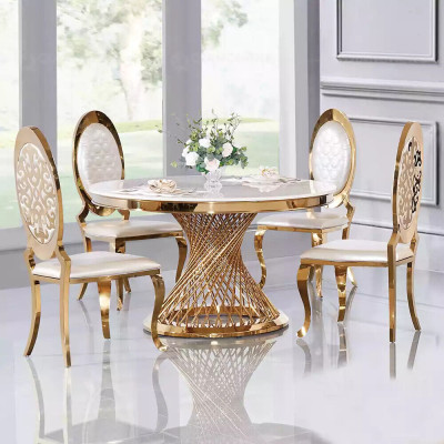 Ronde tafel Gouden voet Chroom Ronde tafels Eettafels Luxe 130cm