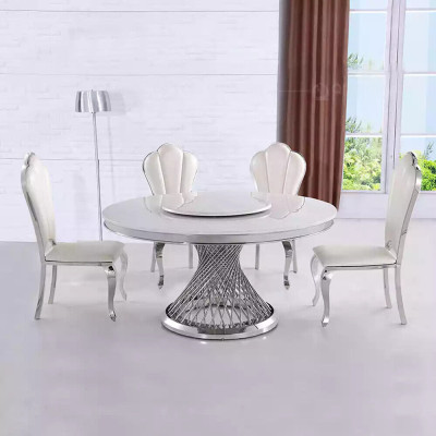 Ronde tafel Gouden voet Chroom Ronde tafels Eettafels Luxe 130cm