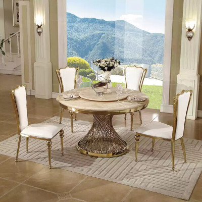 Ronde tafel Gouden voet Chroom Ronde tafels Eettafels Luxe 130cm