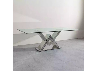 Luxe eettafel kolomtafel Zilveren eettafels Eettafel Eetkamertafel Glazen tafel