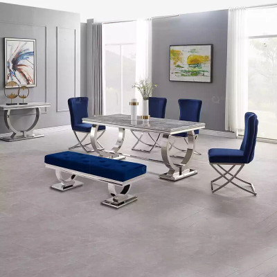 Luxe eettafel kolomtafel eettafels eetkamer tafel Zilver 200x100