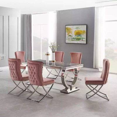 Luxe eettafel kolomtafel eettafels eetkamer tafel Zilver 200x100