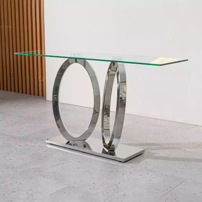 Ontwerper luxe console tafel consoles tafels roestvrij staal met glasontwerp