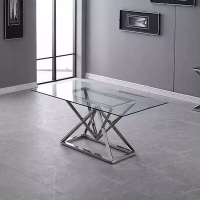 Glastafelzuilen Zilveren tafels Glastafels Tafel Luxe meubels 180x90