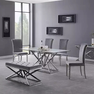 Glastafelzuilen Zilveren tafels Glastafels Tafel Luxe meubels 180x90