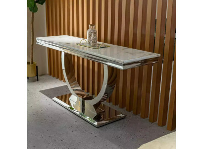 Zilveren dressoir consoletafel luxe tafel zilver chroom 120x40cm