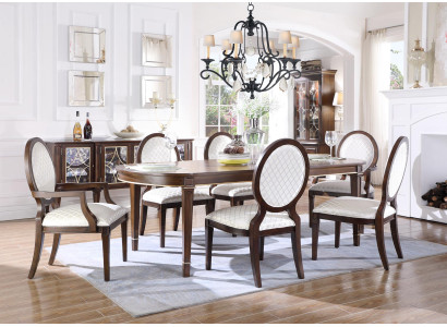 Tafel 4x stoelen 2x stoelen dressoir 8-delige eetkamerset groep garnituur