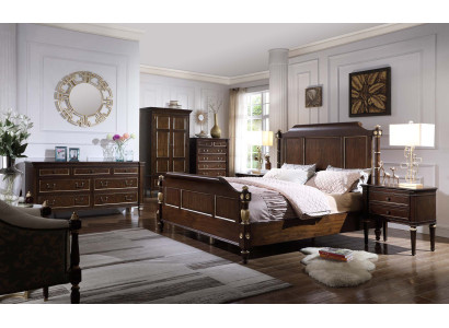 Bed 2x Nightstand Dresser Complete Bedroom Furniture Set 4 Piece New