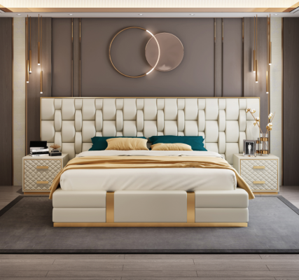 Bed Kussen Ontwerp Luxe Tweepersoons Bedden Slaapkamer Hotelbed Nieuw