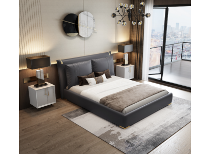 Luxe bed Bedden Modern Tweepersoonsbed Grijs Bedframe Slaapkamer Nieuw