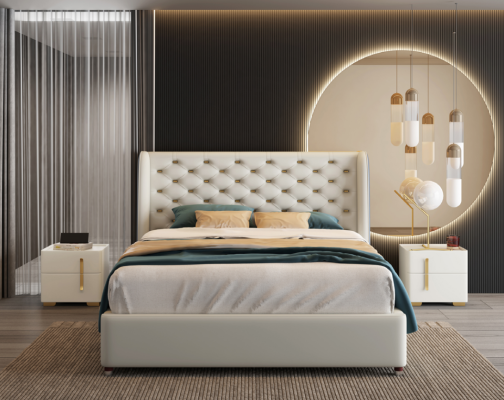 Slaapkamer meubel ontwerper bed bedframe tweepersoonsbedden elegantie hout