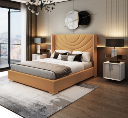 Ontwerp tweepersoonsbed bed 180x200cm hotelmeubilair luxe gestoffeerde slaapkamer