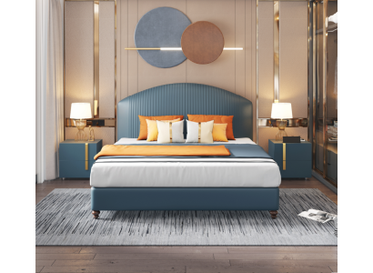 Bed Slaapkamer Luxe Tweepersoonsbed Blauw Modern Ontwerp Bedden Hotel