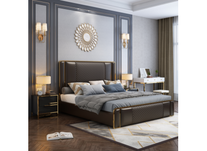 Bed Dubbel bed Bedden Meubels Inrichting Slaapkamer Luxe Ontwerp