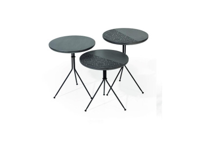Luxe bruine bijzettafel set 3x Ronde tafels Moderne woonkamertafel