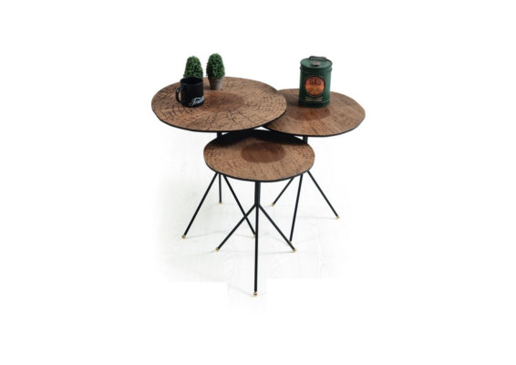 Ronde set 3x salontafel luxe bijzettafel woonkamer tafels tafel