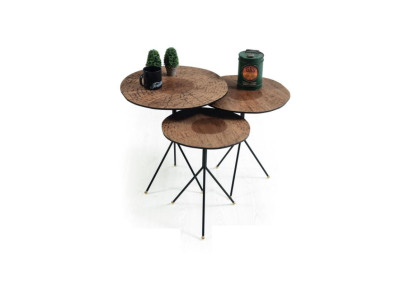 Ronde set 3x salontafel luxe bijzettafel woonkamer tafels tafel